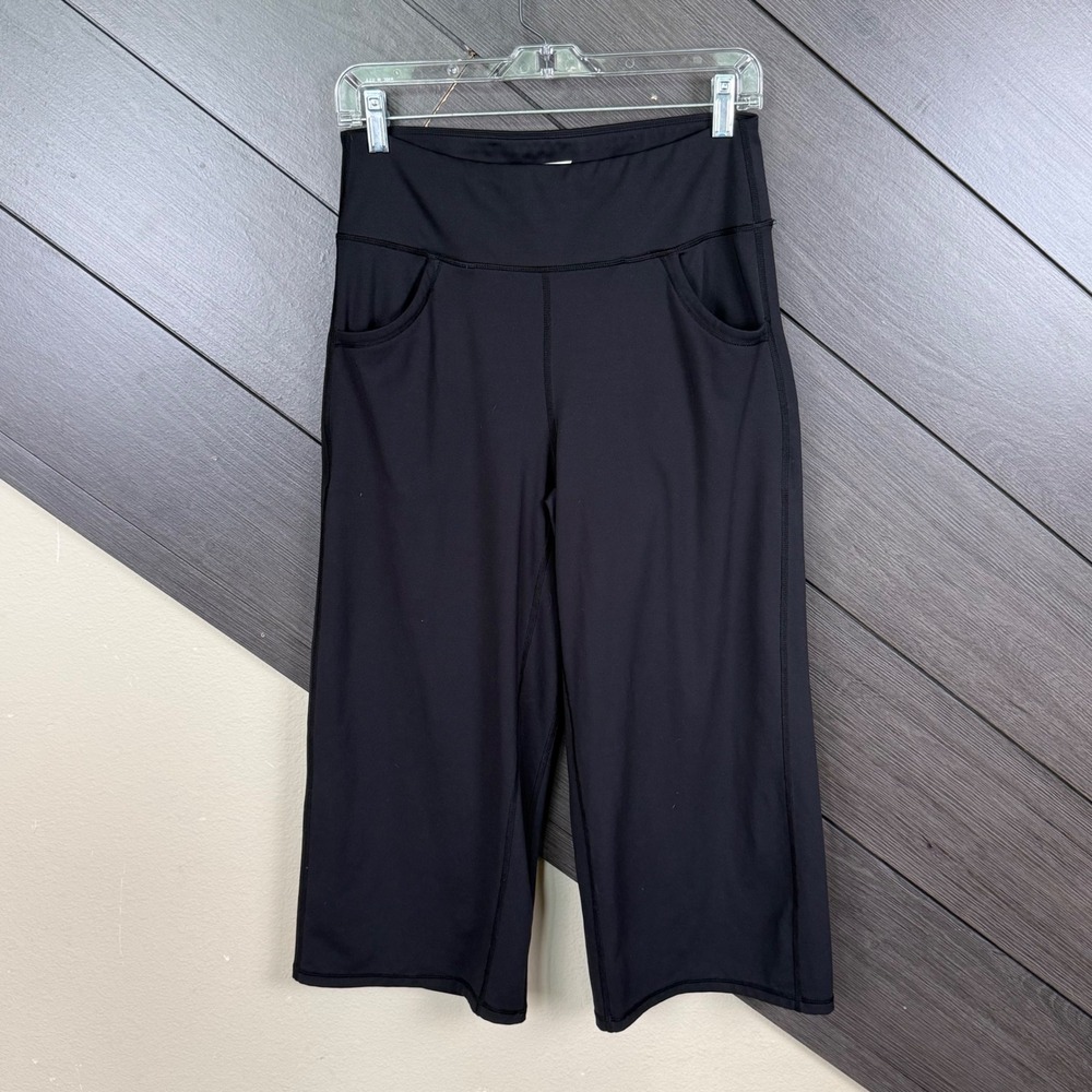 Promover Women's Medium Black High Waist Capri Yoga Pants Pockets Stretch